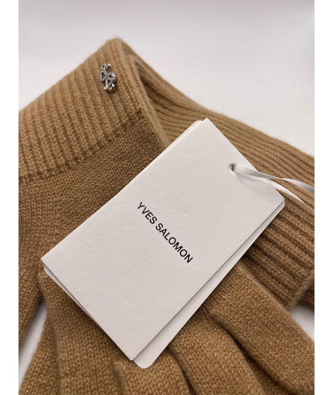 YVES SALOMON Бежевые кашемировые перчатки, фото 5