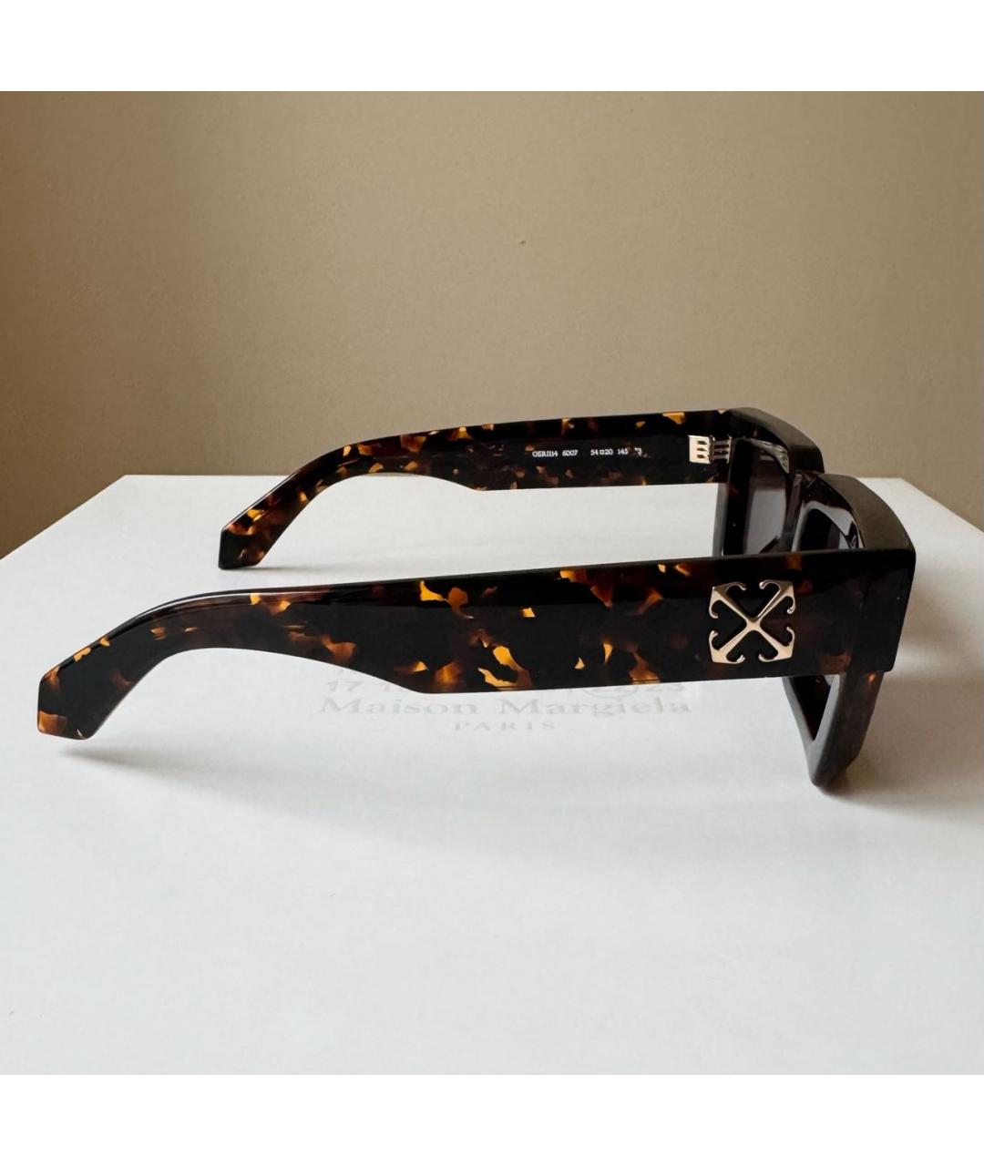 OFF-WHITE Коричневые пластиковые солнцезащитные очки, фото 4