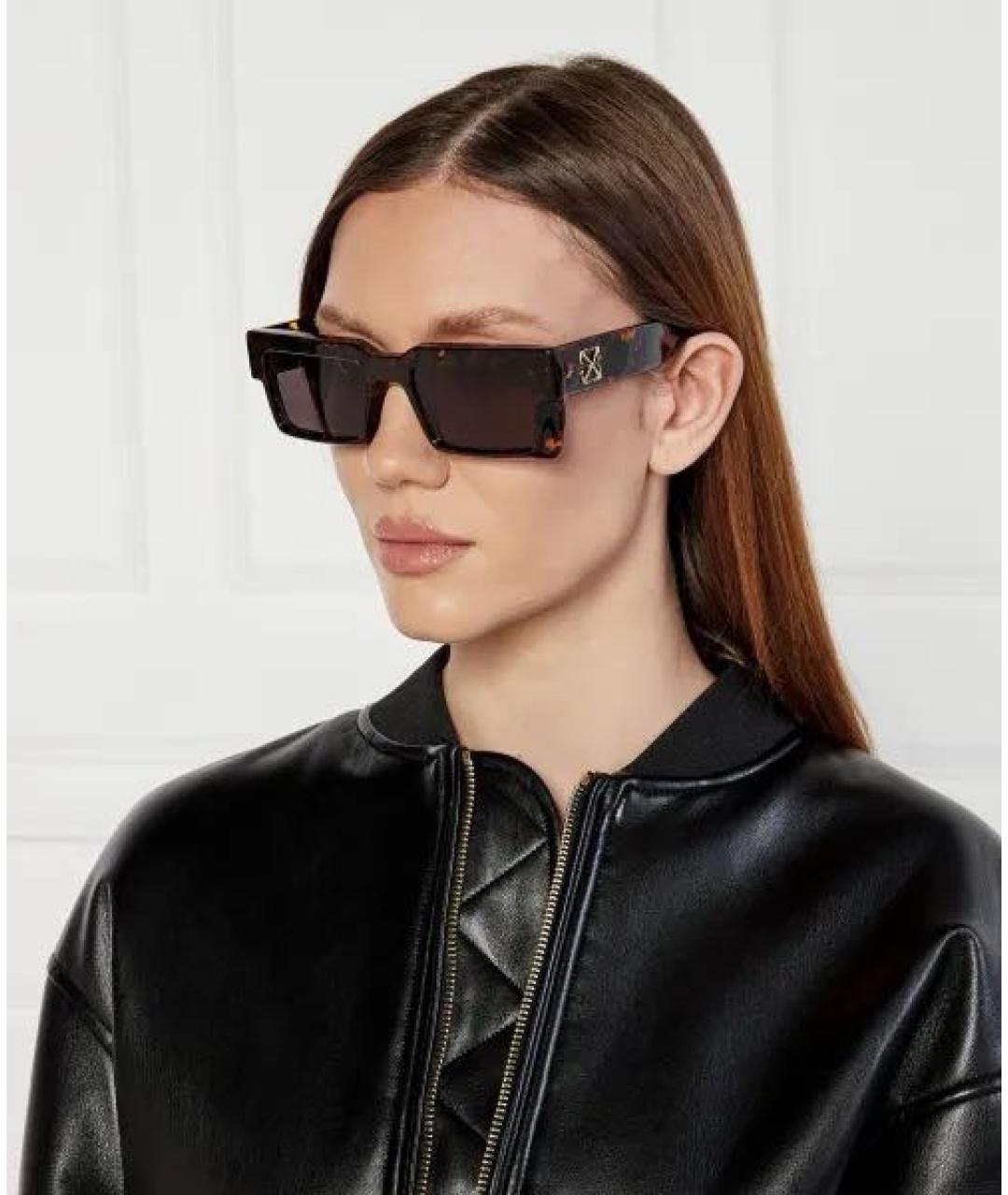 OFF-WHITE Коричневые пластиковые солнцезащитные очки, фото 5