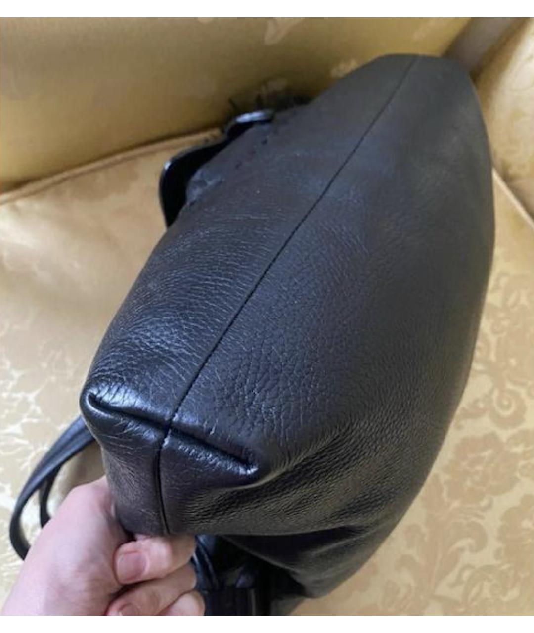 LANCEL Черная кожаная сумка с короткими ручками, фото 3