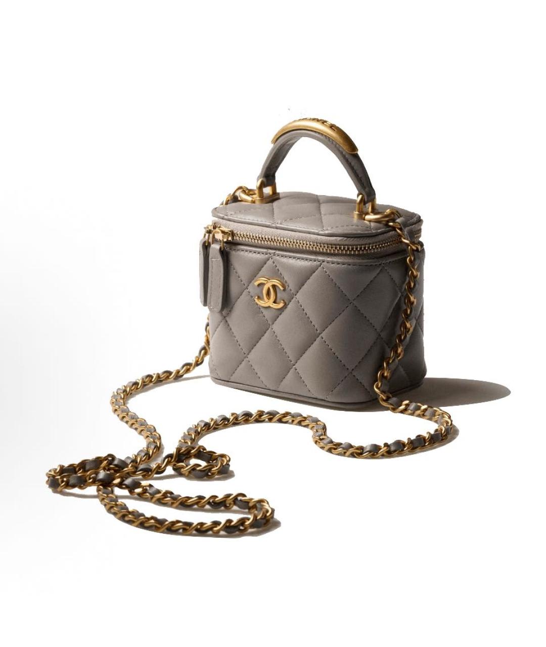 CHANEL Серая кожаная сумка через плечо, фото 3