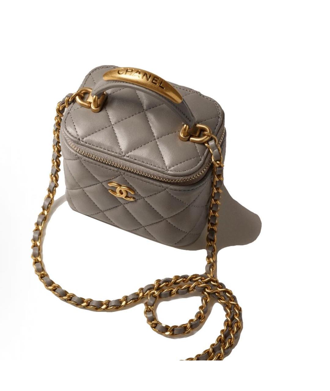 CHANEL Серая кожаная сумка через плечо, фото 4