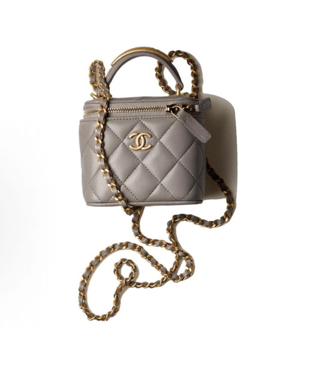 CHANEL Серая кожаная сумка через плечо, фото 8