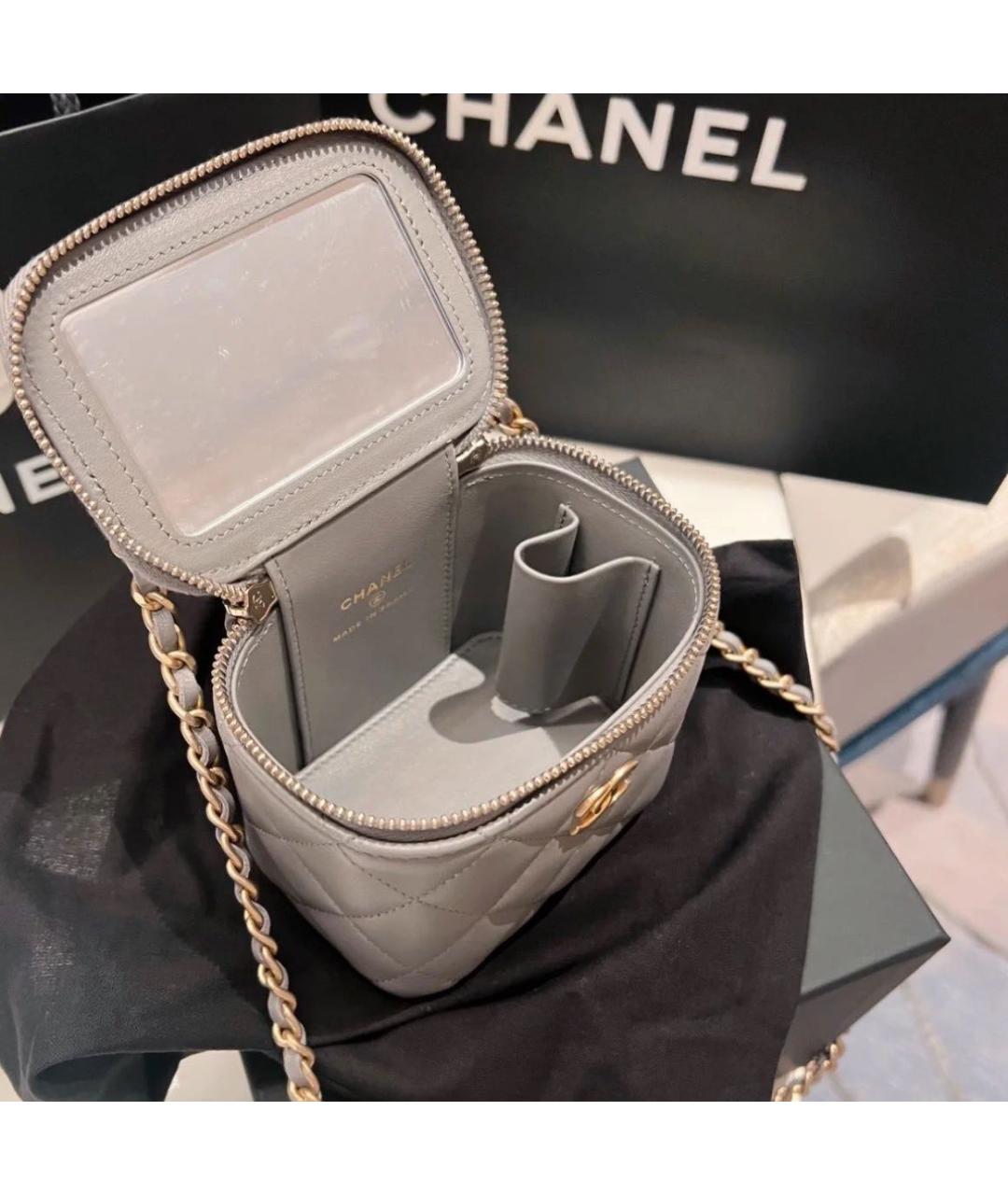 CHANEL Серая кожаная сумка через плечо, фото 7