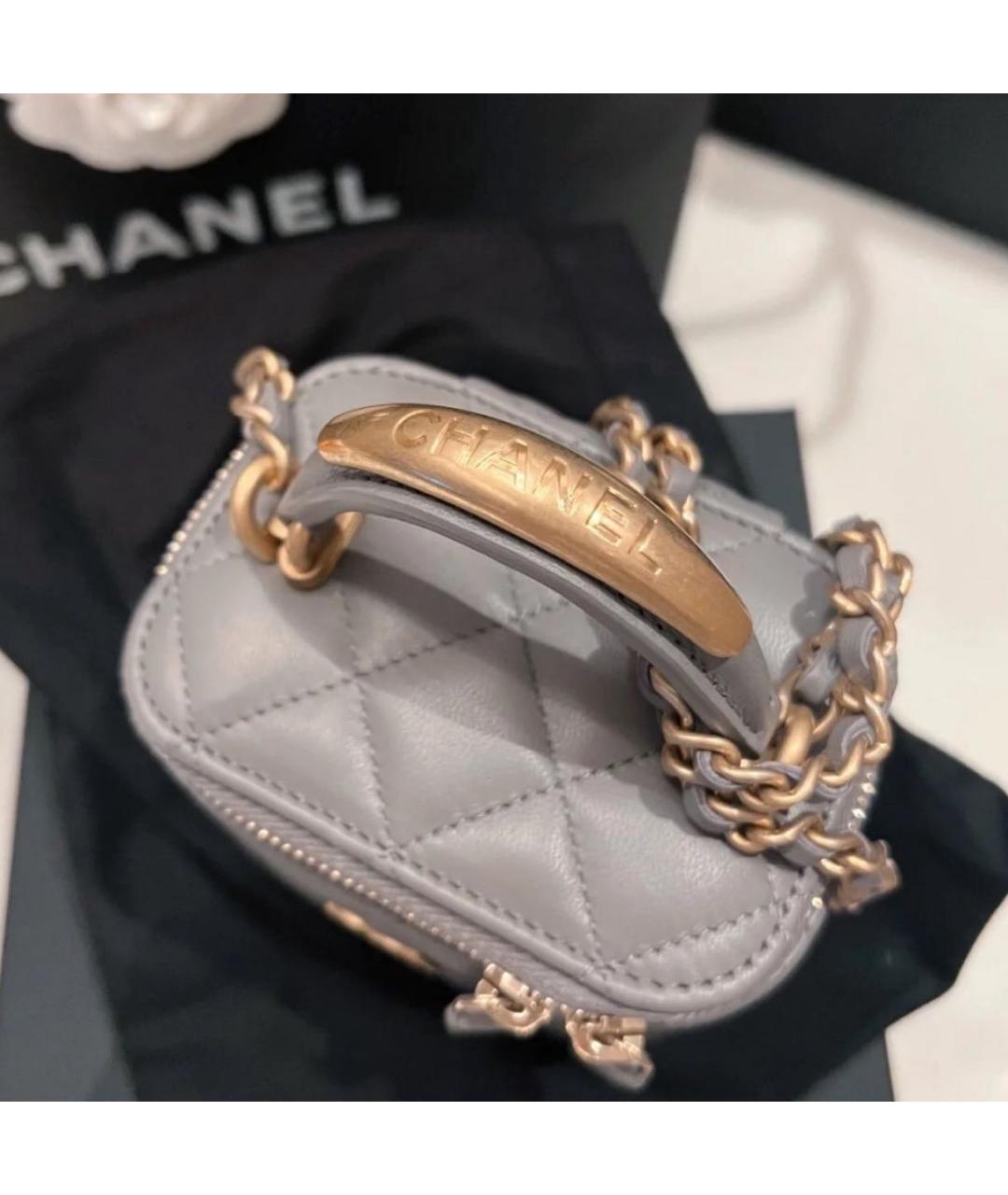 CHANEL Серая кожаная сумка через плечо, фото 6