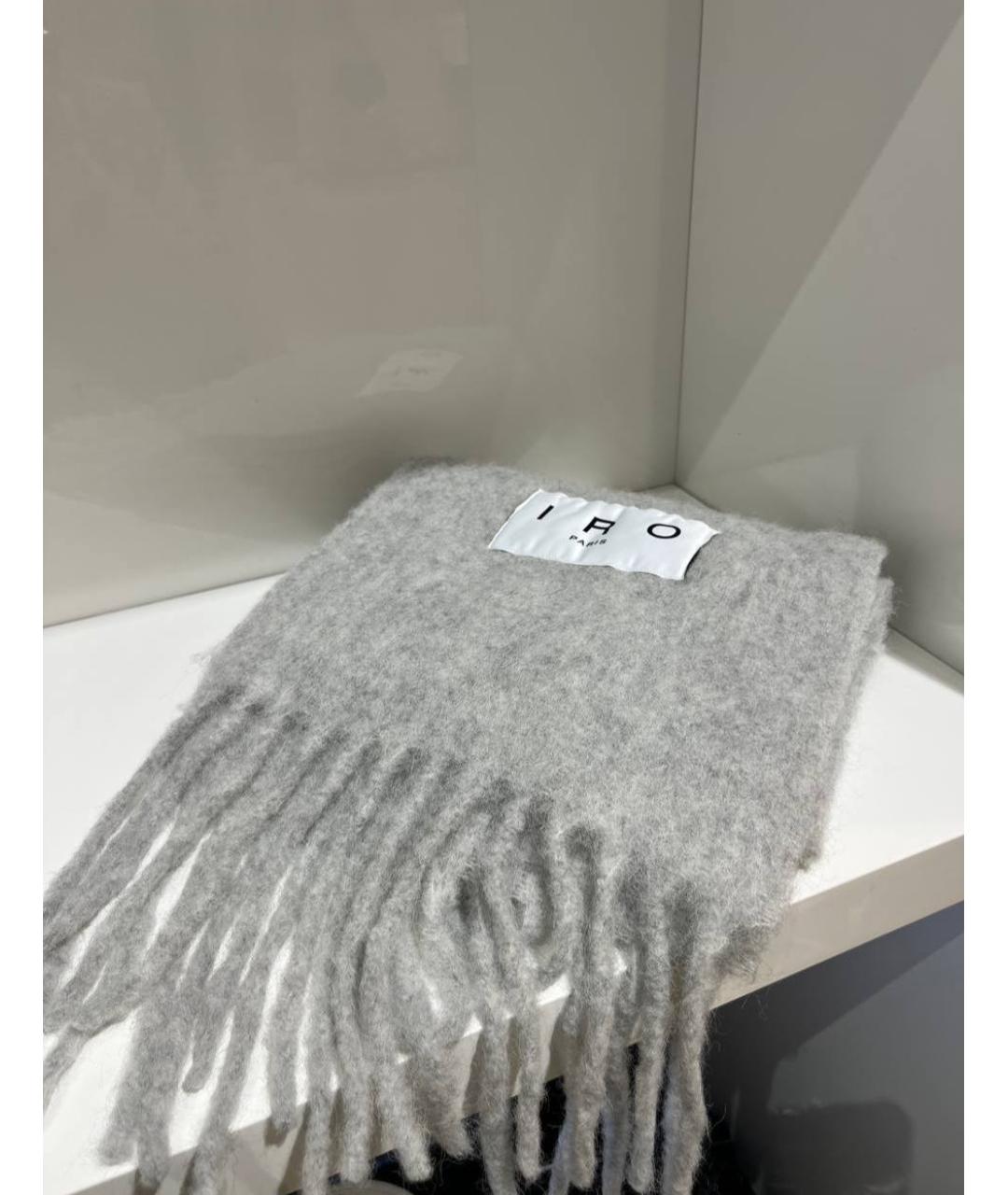 IRO Серый шерстяной шарф, фото 4