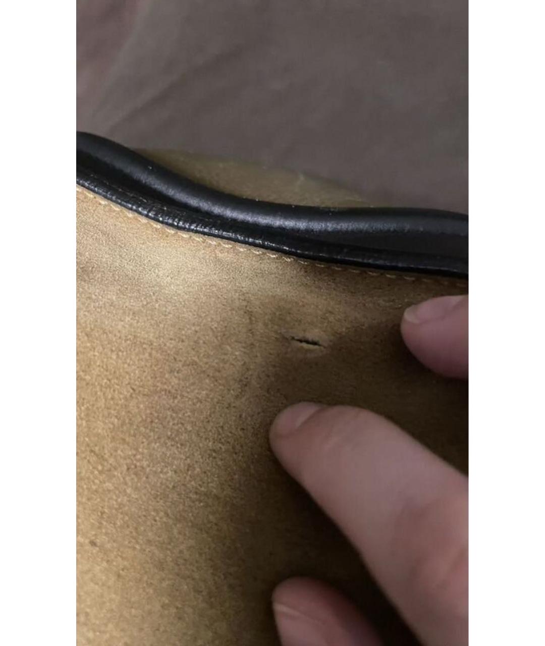 CELINE Хаки кожаная сумка с короткими ручками, фото 8