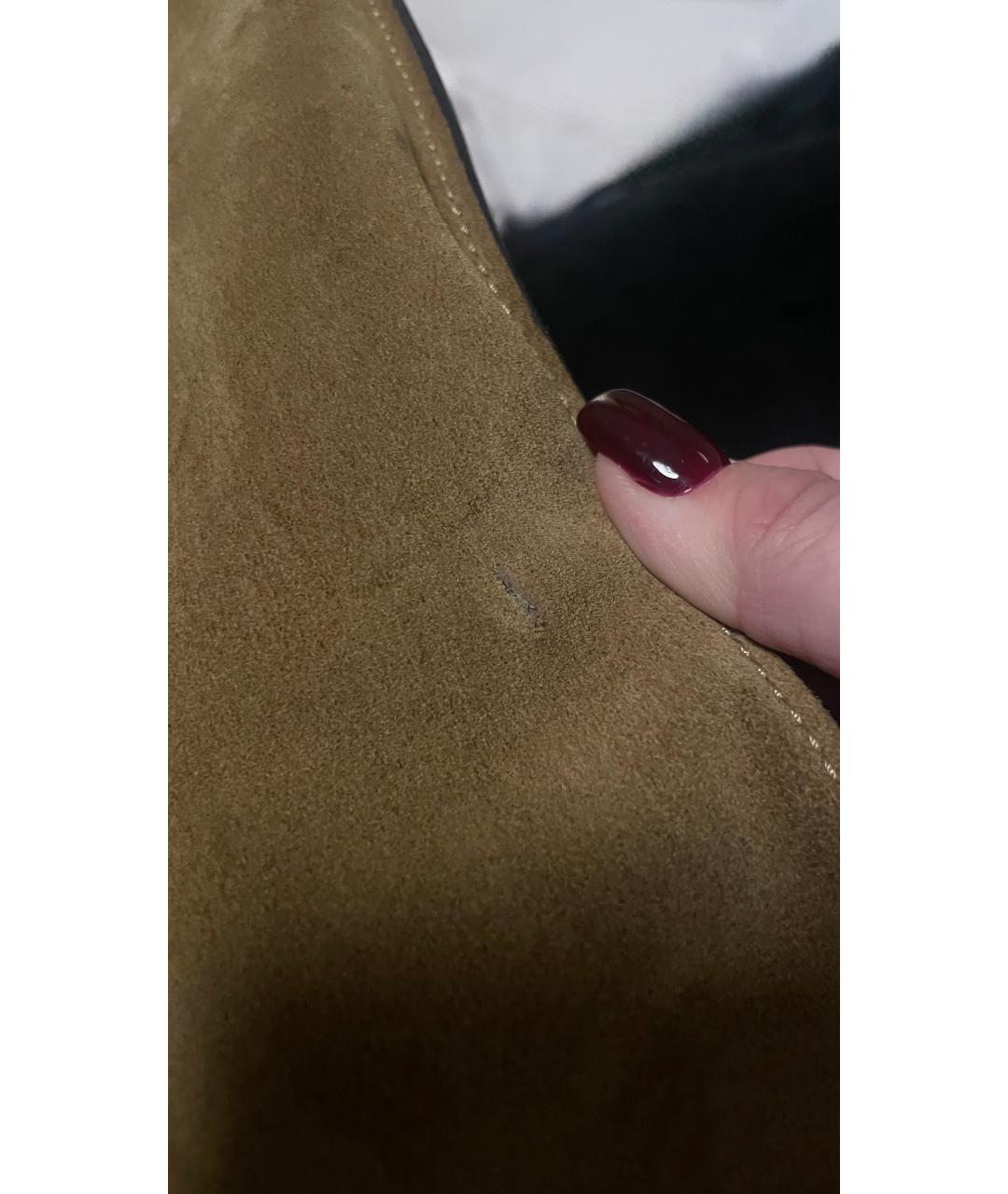 CELINE Хаки кожаная сумка с короткими ручками, фото 9