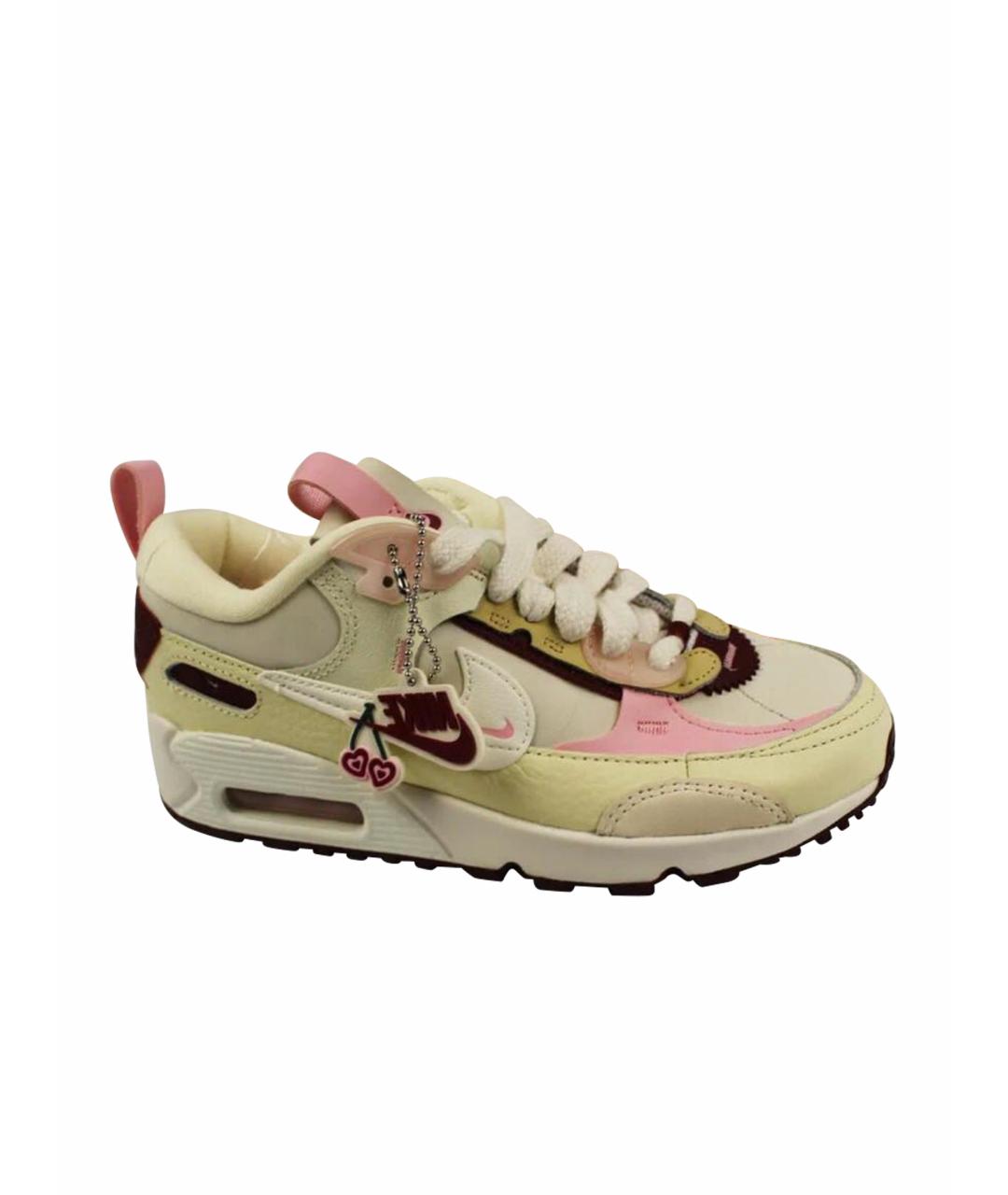 NIKE Бежевые кожаные кроссовки, фото 1