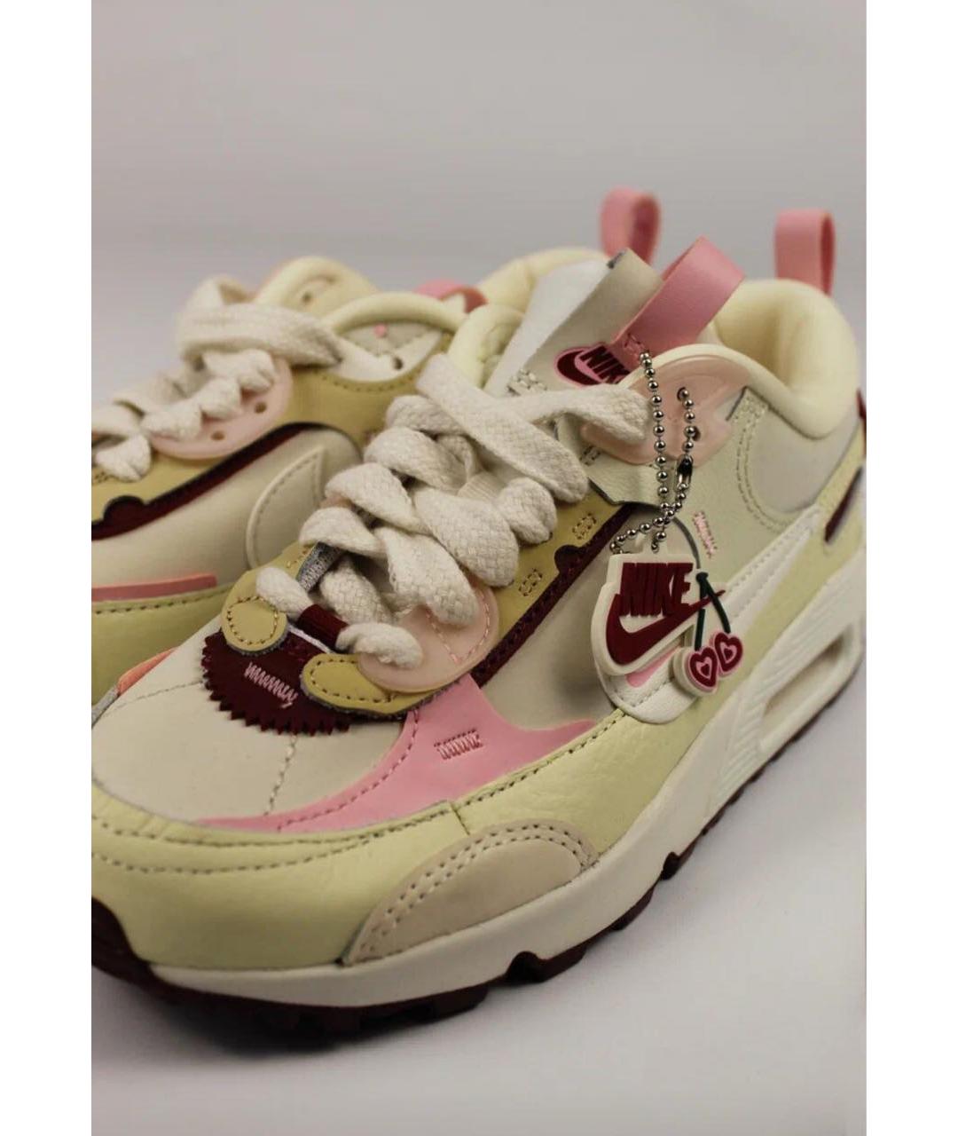 NIKE Бежевые кожаные кроссовки, фото 2