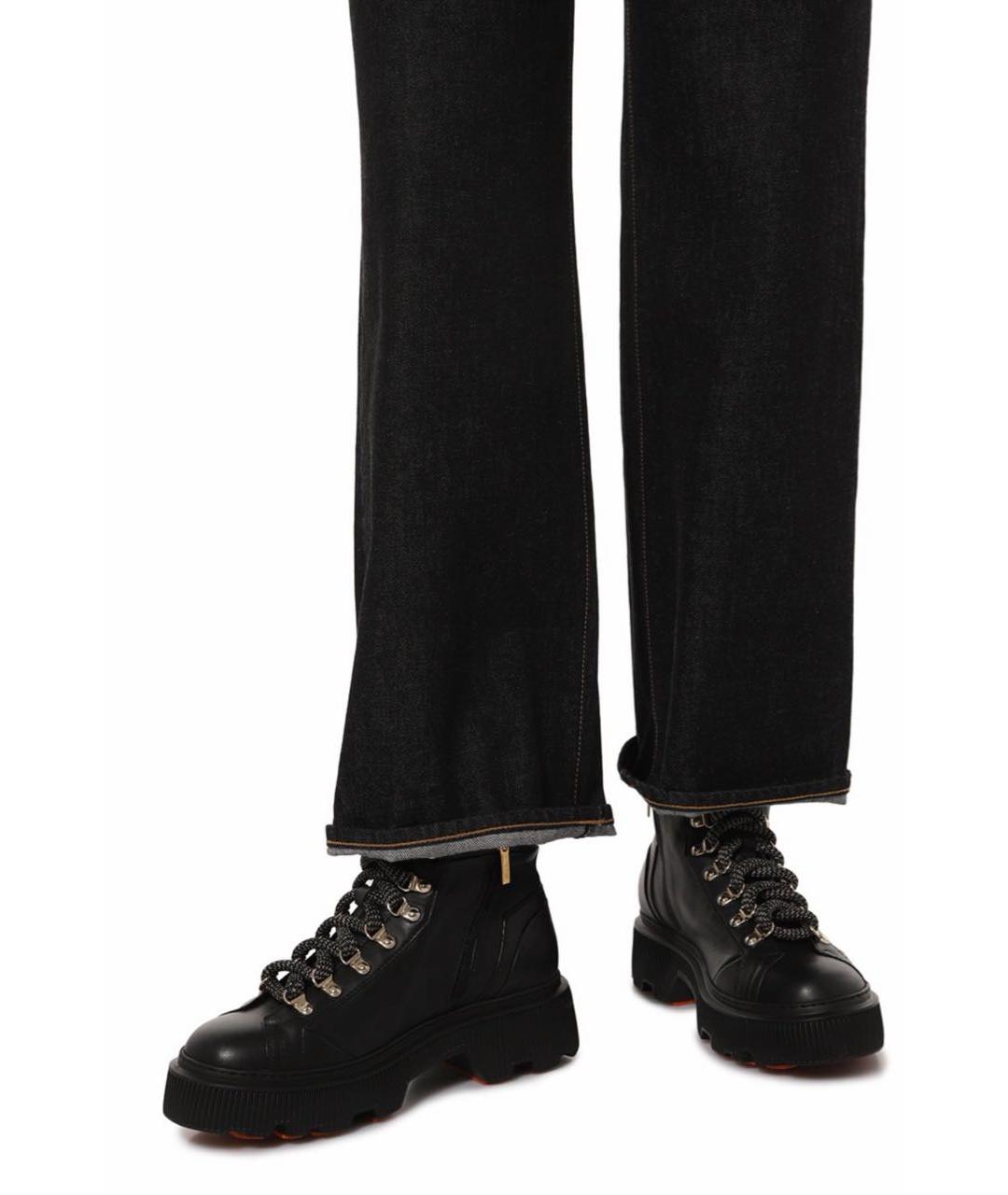 SANTONI Черные кожаные ботинки, фото 3