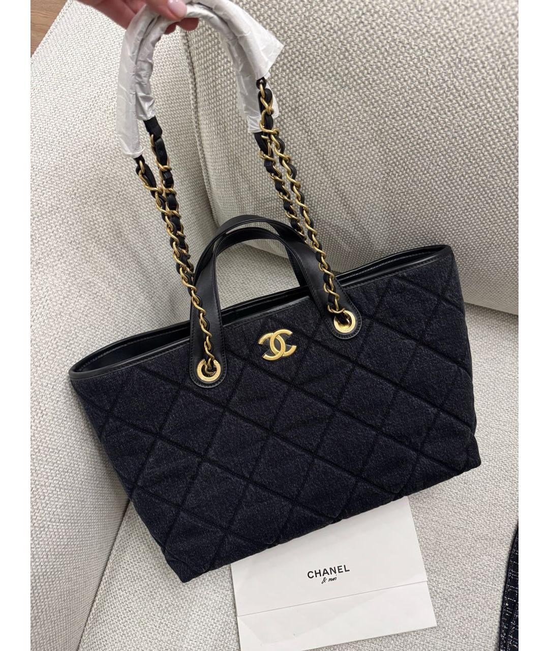 CHANEL Серая тканевая сумка тоут, фото 2