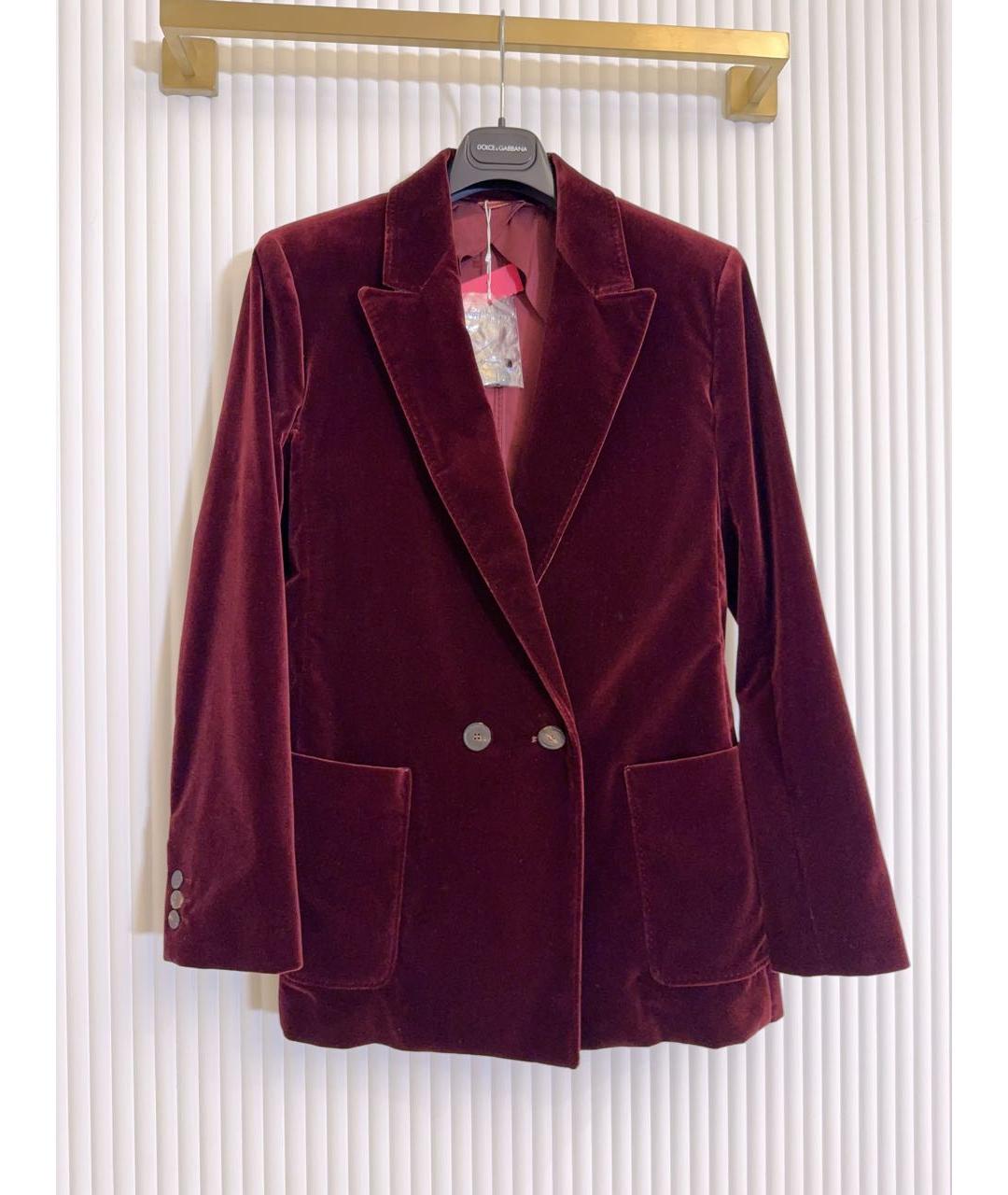 MAX MARA STUDIO Бордовый хлопковый жакет/пиджак, фото 7