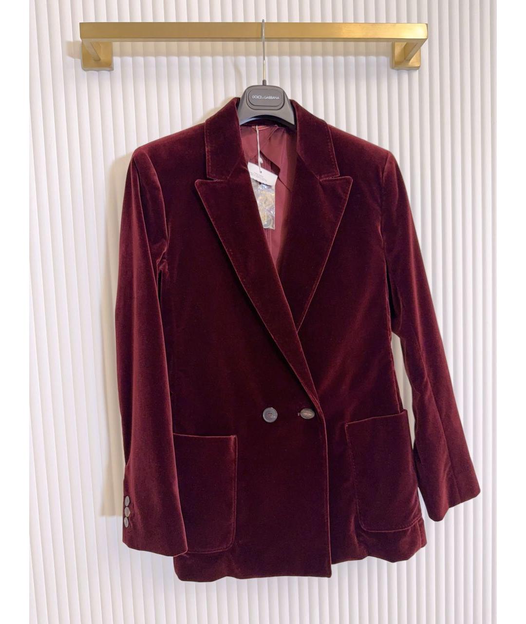 MAX MARA STUDIO Бордовый хлопковый жакет/пиджак, фото 5