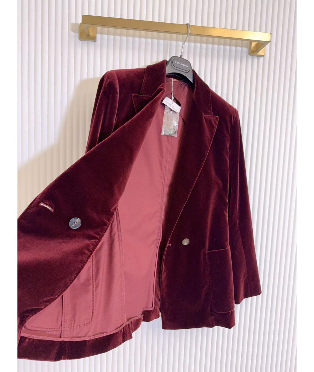 MAX MARA STUDIO Бордовый хлопковый жакет/пиджак, фото 4