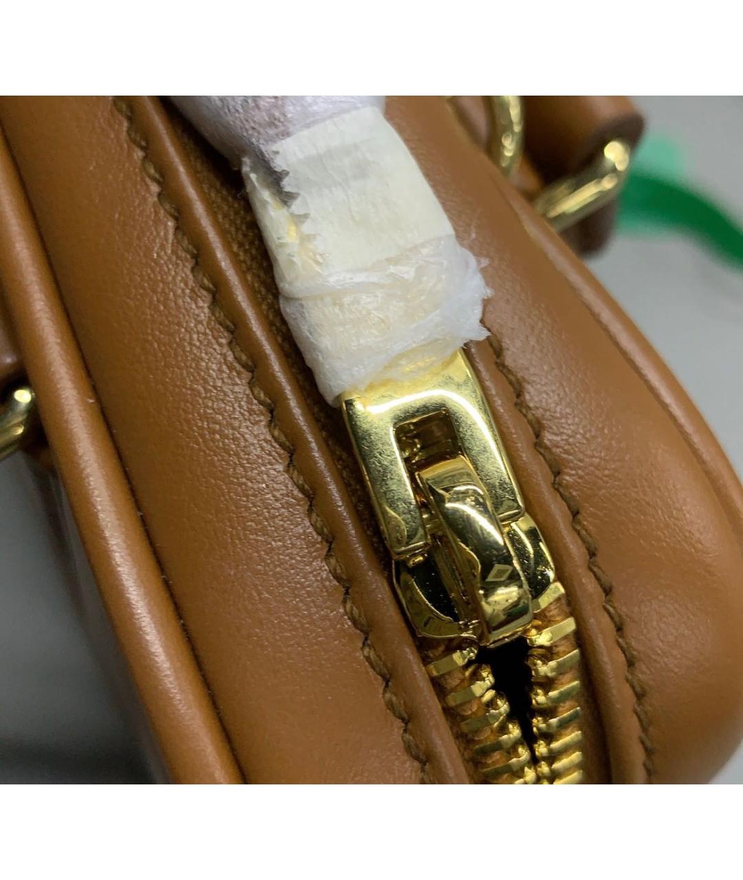 MIU MIU Коричневая кожаная сумка с короткими ручками, фото 6