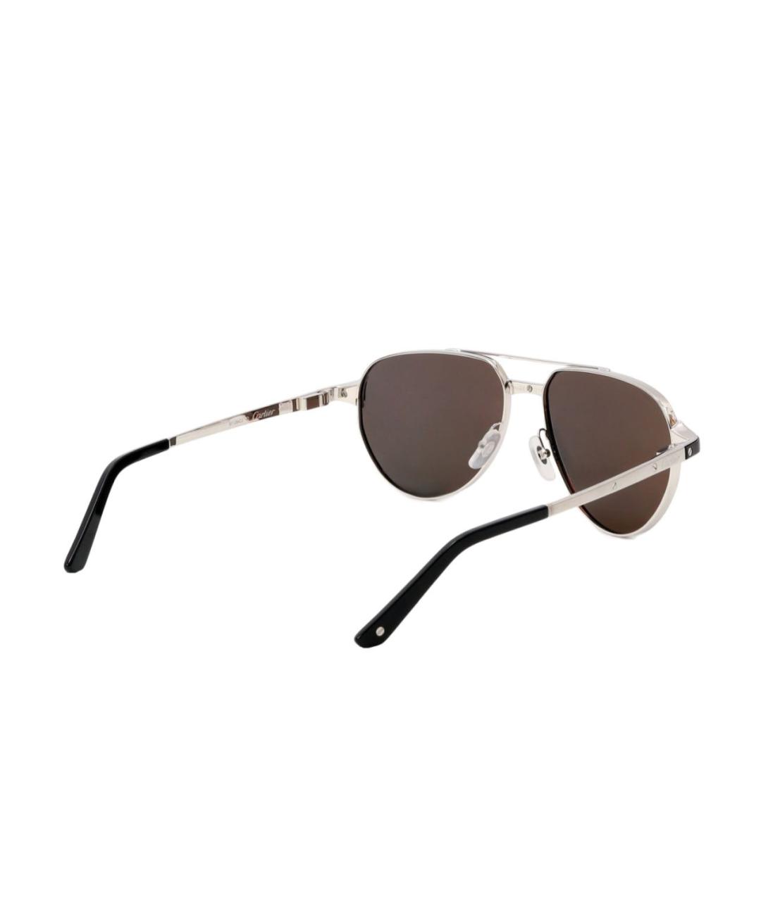 CARTIER Антрацитовые металлические солнцезащитные очки, фото 3