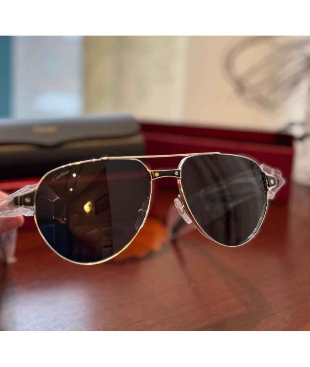 CARTIER Антрацитовые металлические солнцезащитные очки, фото 4