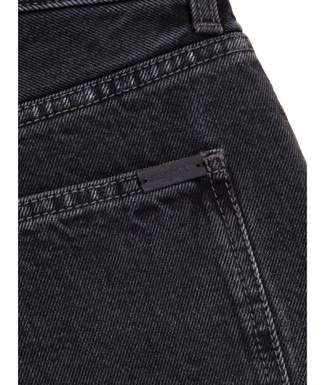 SAINT LAURENT Черные хлопковые прямые джинсы, фото 12