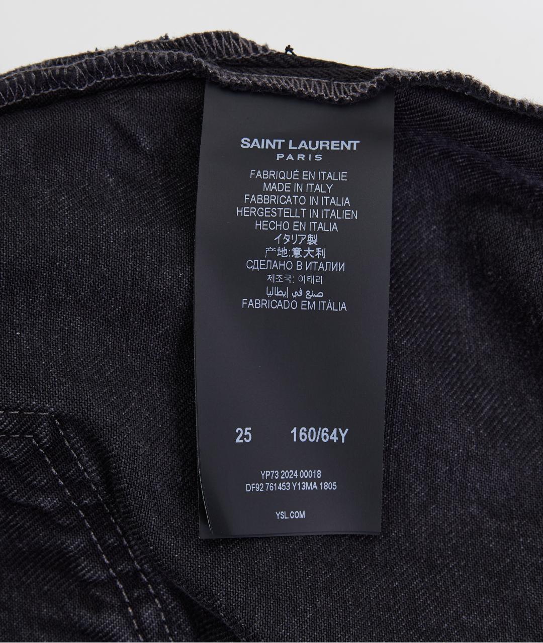 SAINT LAURENT Черные хлопковые прямые джинсы, фото 7