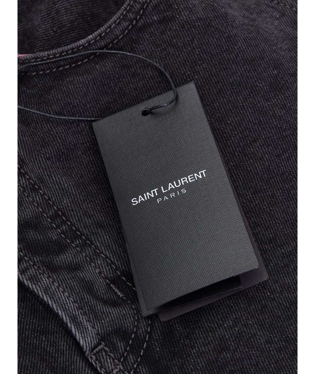 SAINT LAURENT Черные хлопковые прямые джинсы, фото 14