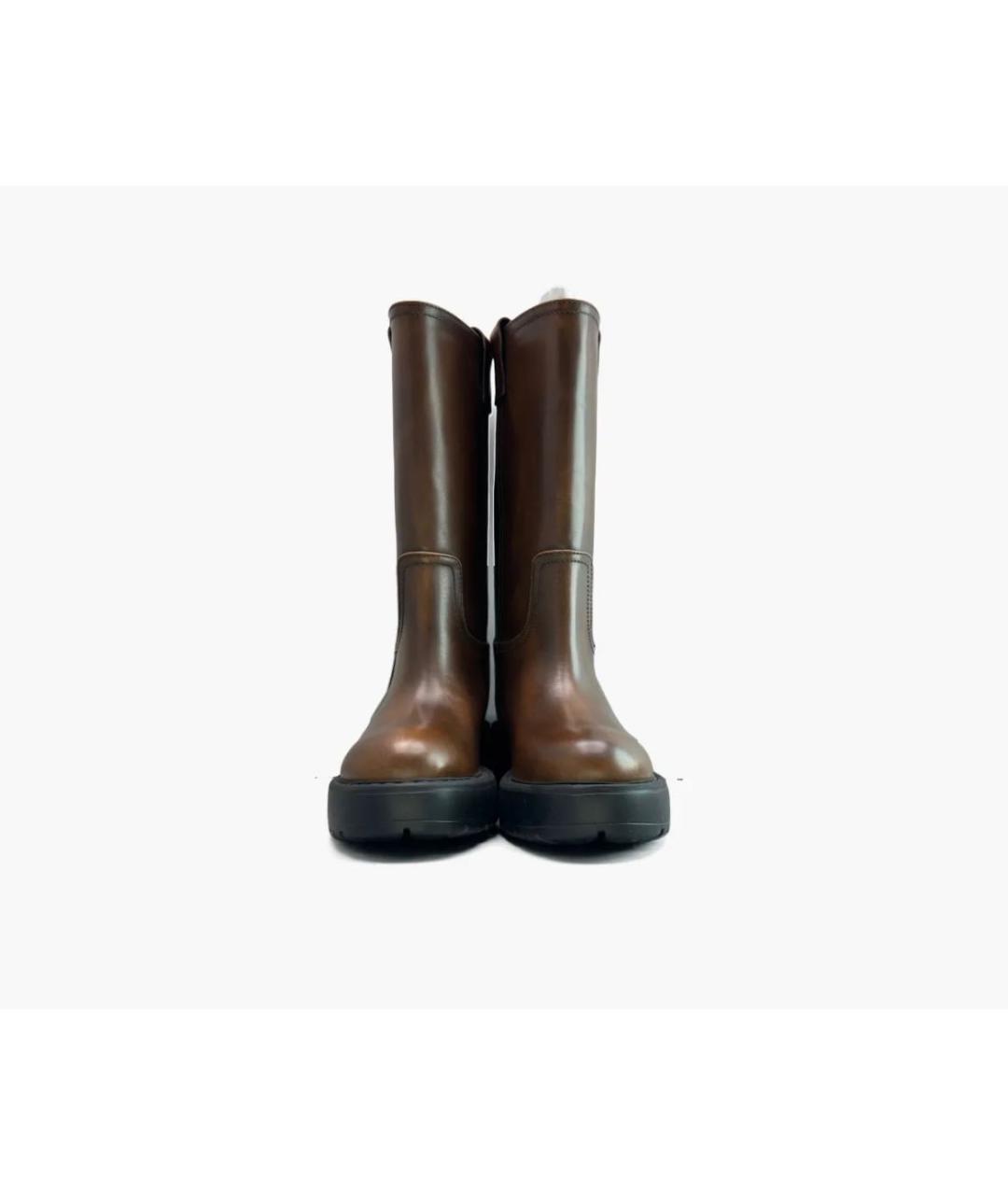 MIU MIU Коричневые кожаные сапоги, фото 4