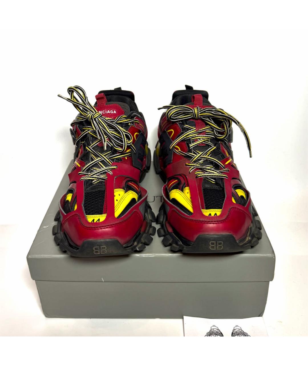 BALENCIAGA Бордовые кожаные низкие кроссовки / кеды, фото 2