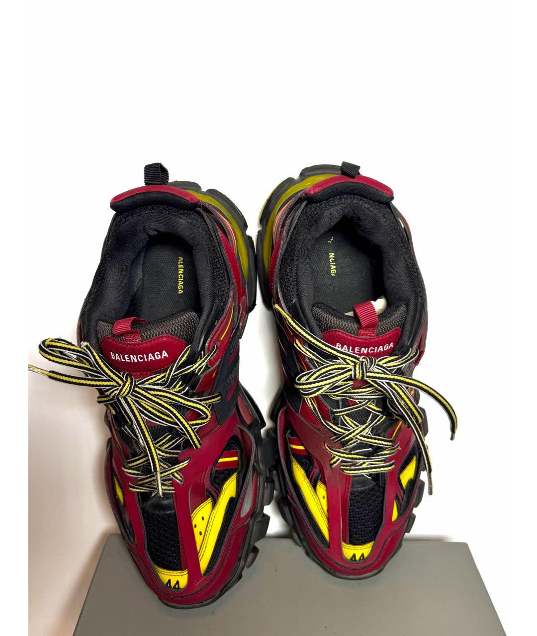 BALENCIAGA Бордовые кожаные низкие кроссовки / кеды, фото 3