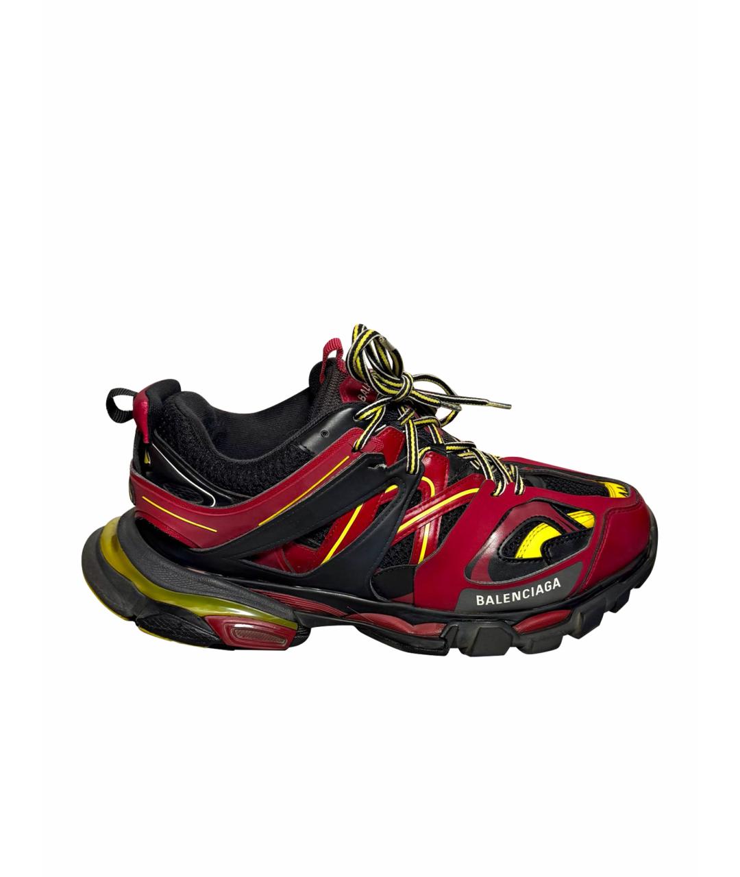 BALENCIAGA Бордовые кожаные низкие кроссовки / кеды, фото 1