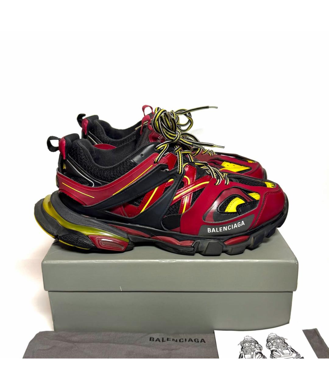 BALENCIAGA Бордовые кожаные низкие кроссовки / кеды, фото 6