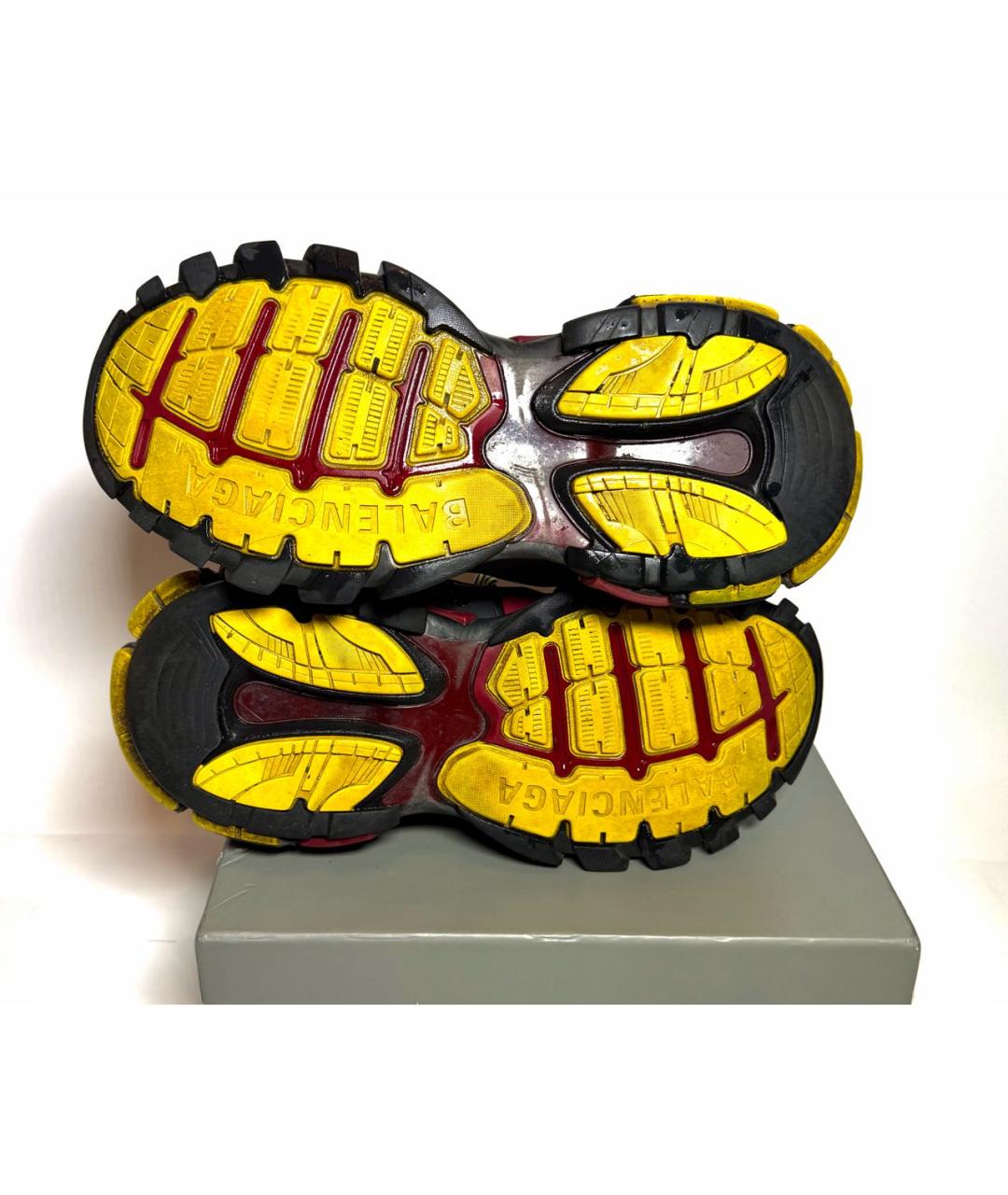 BALENCIAGA Бордовые кожаные низкие кроссовки / кеды, фото 7