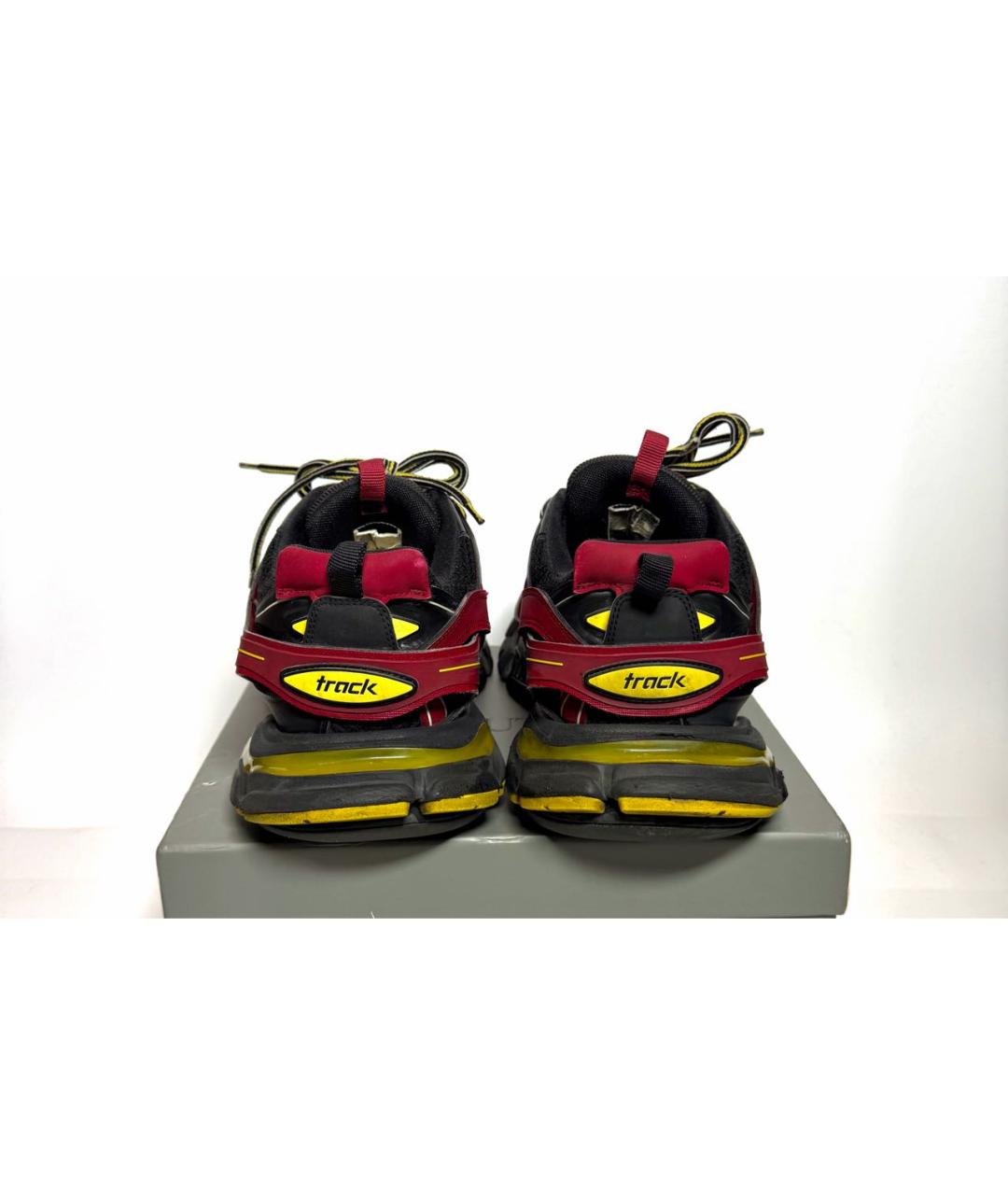 BALENCIAGA Бордовые кожаные низкие кроссовки / кеды, фото 4