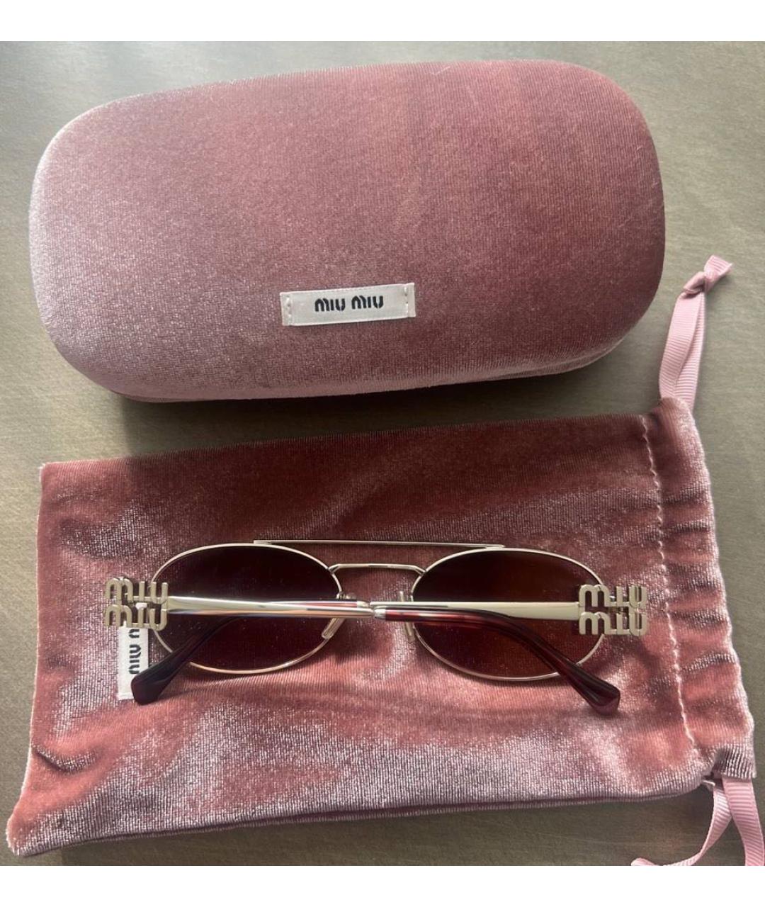 MIU MIU Розовые металлические солнцезащитные очки, фото 3