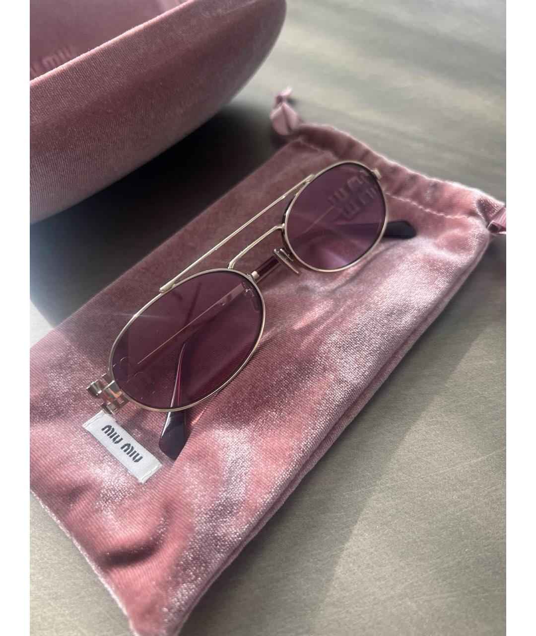 MIU MIU Розовые металлические солнцезащитные очки, фото 2