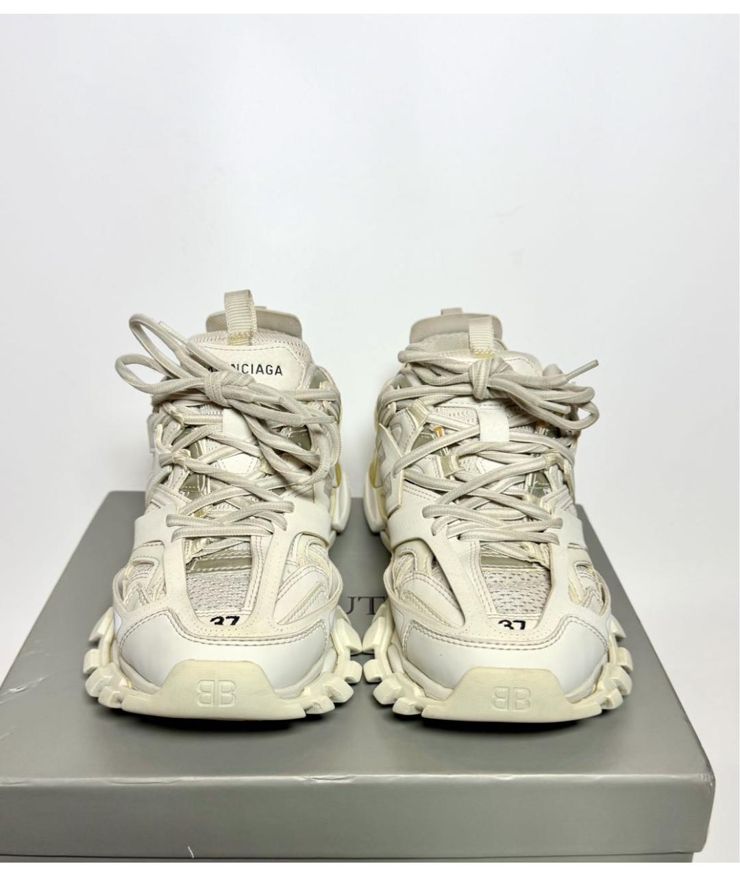 BALENCIAGA Белые кожаные кроссовки, фото 2