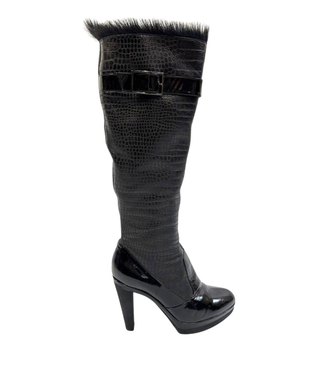 SERGIO ROSSI Черные кожаные сапоги, фото 1