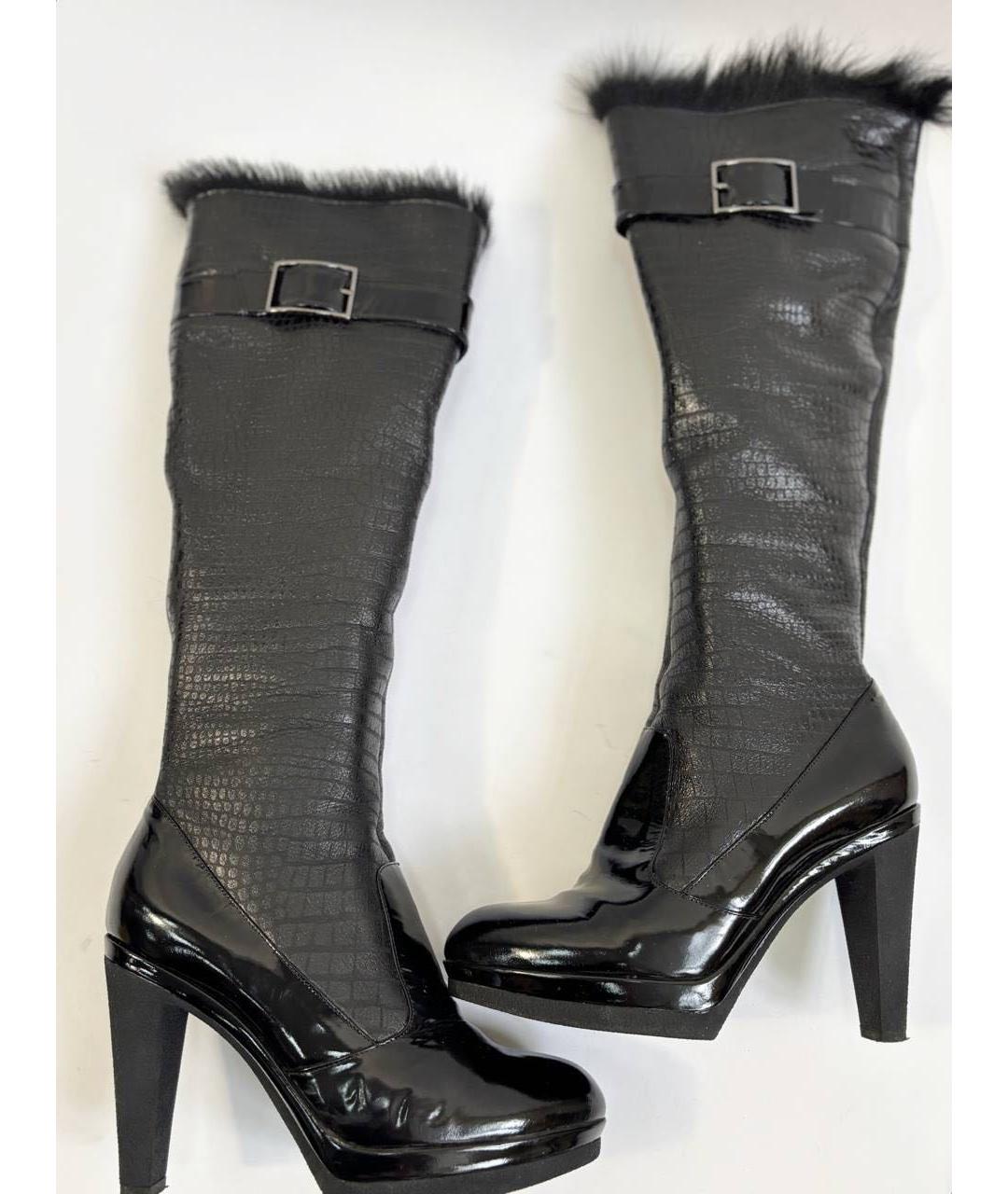 SERGIO ROSSI Черные кожаные сапоги, фото 5