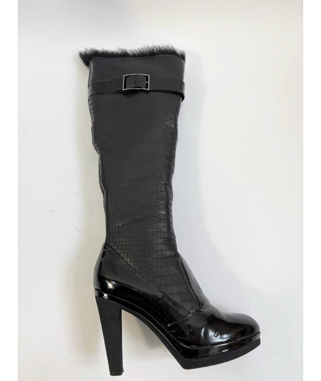 SERGIO ROSSI Черные кожаные сапоги, фото 6