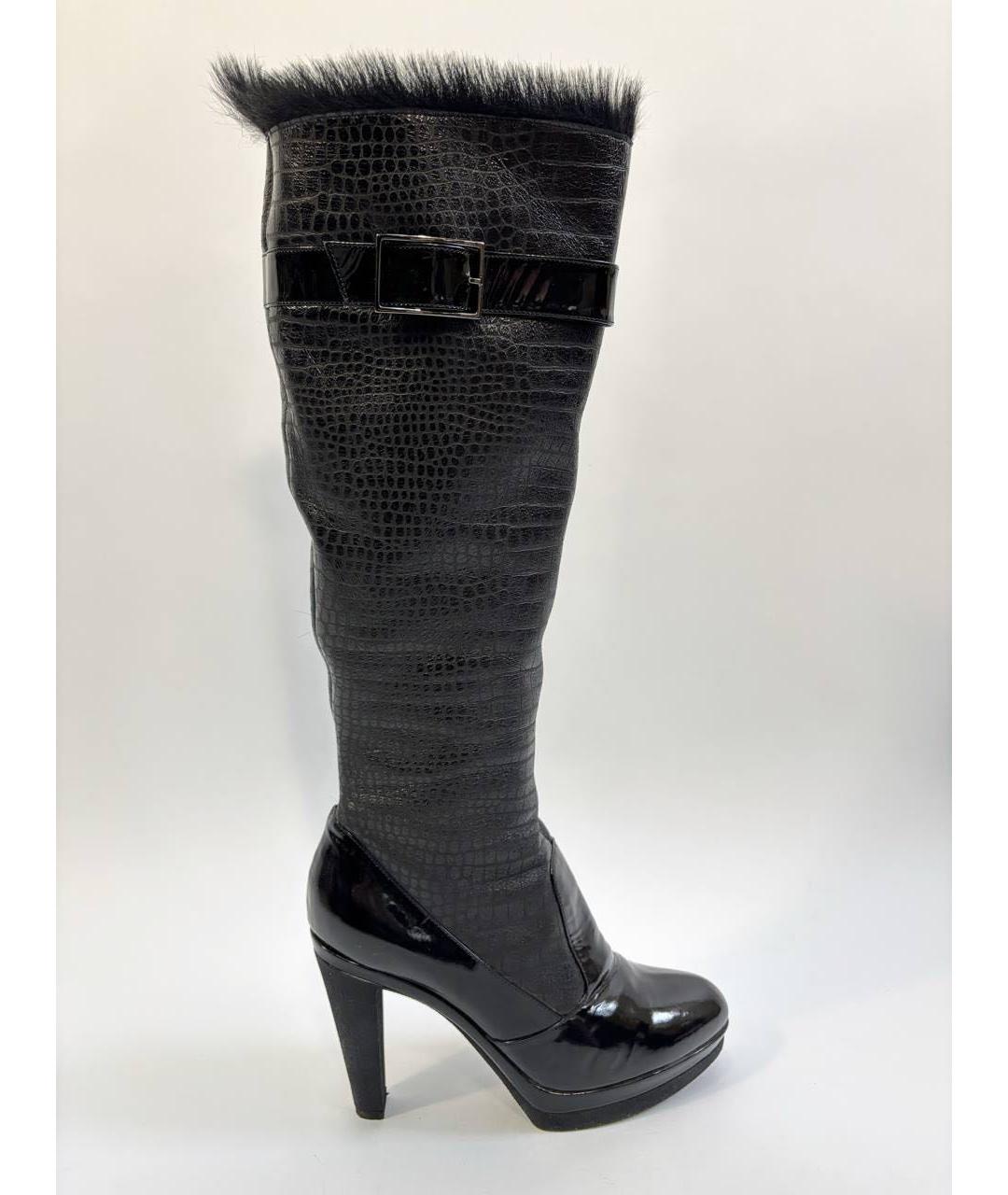 SERGIO ROSSI Черные кожаные сапоги, фото 9
