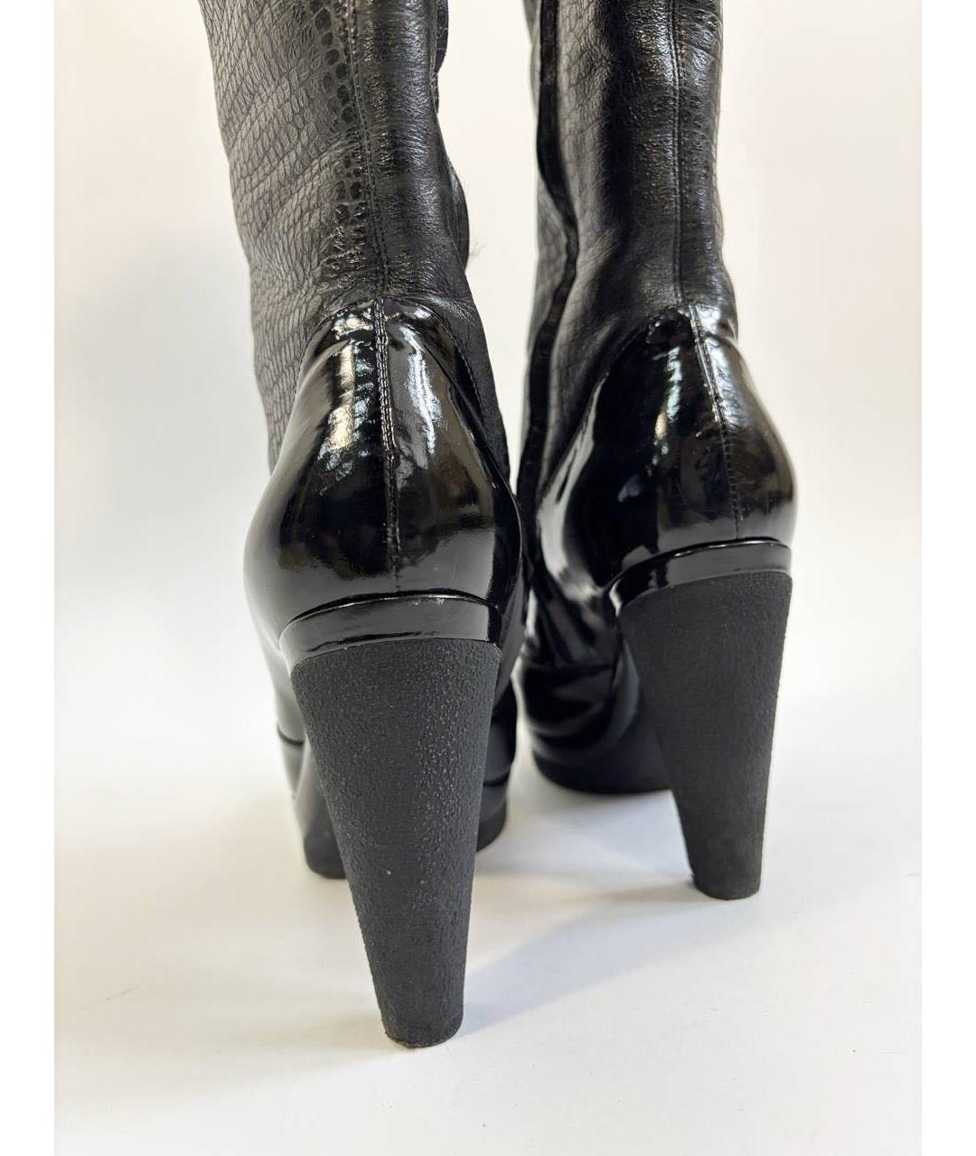 SERGIO ROSSI Черные кожаные сапоги, фото 4
