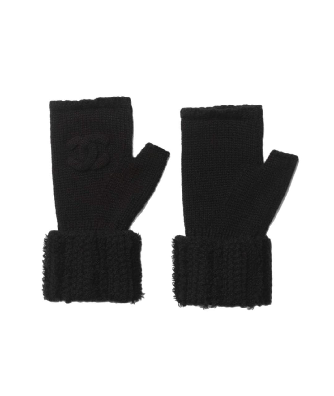 CHANEL Черные кашемировые митенки, фото 1