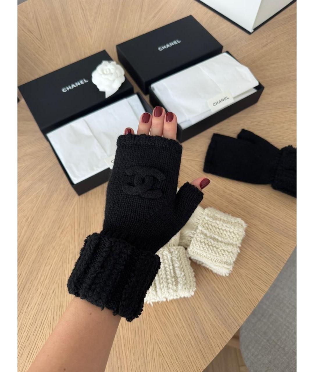 CHANEL Черные кашемировые митенки, фото 2