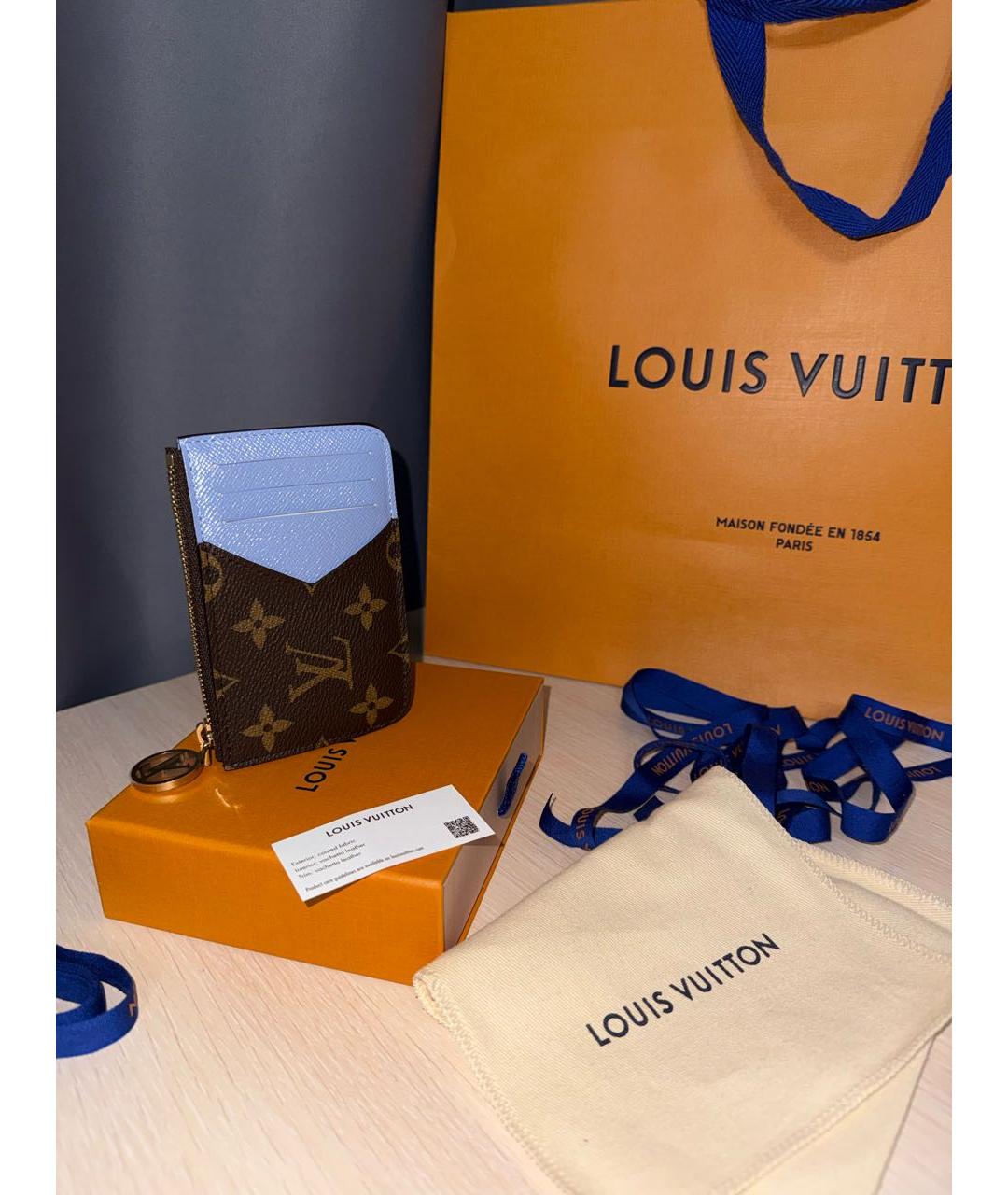 LOUIS VUITTON Коричневый кожаный кардхолдер, фото 5