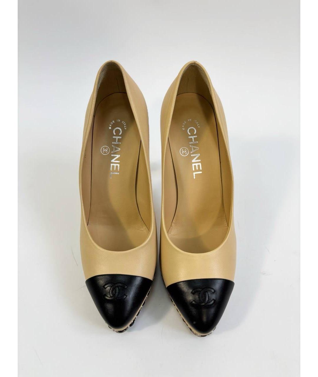 CHANEL Бежевые кожаные туфли, фото 2