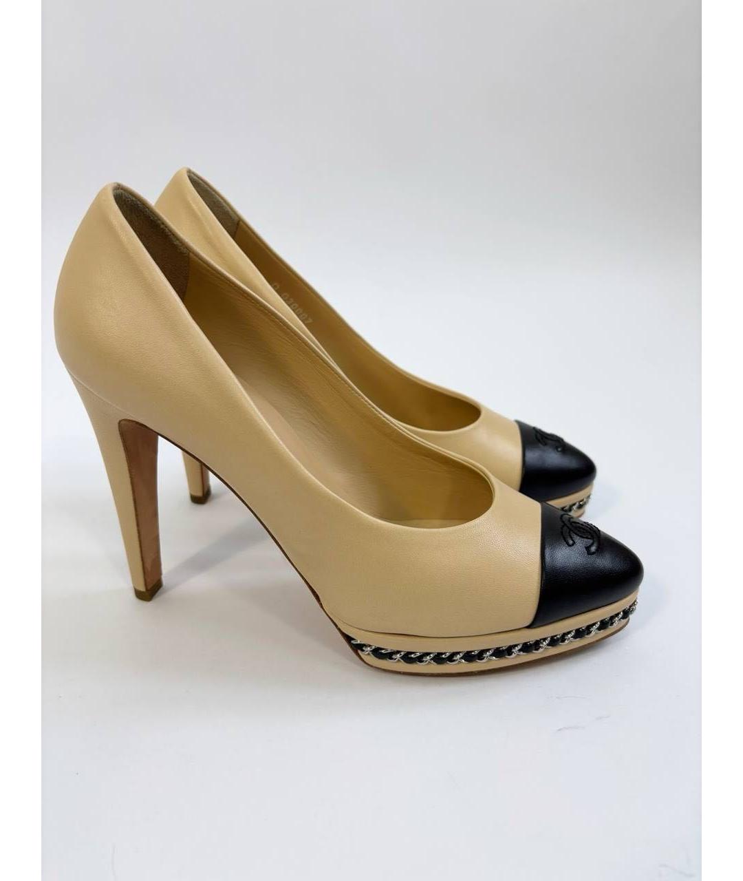 CHANEL Бежевые кожаные туфли, фото 9