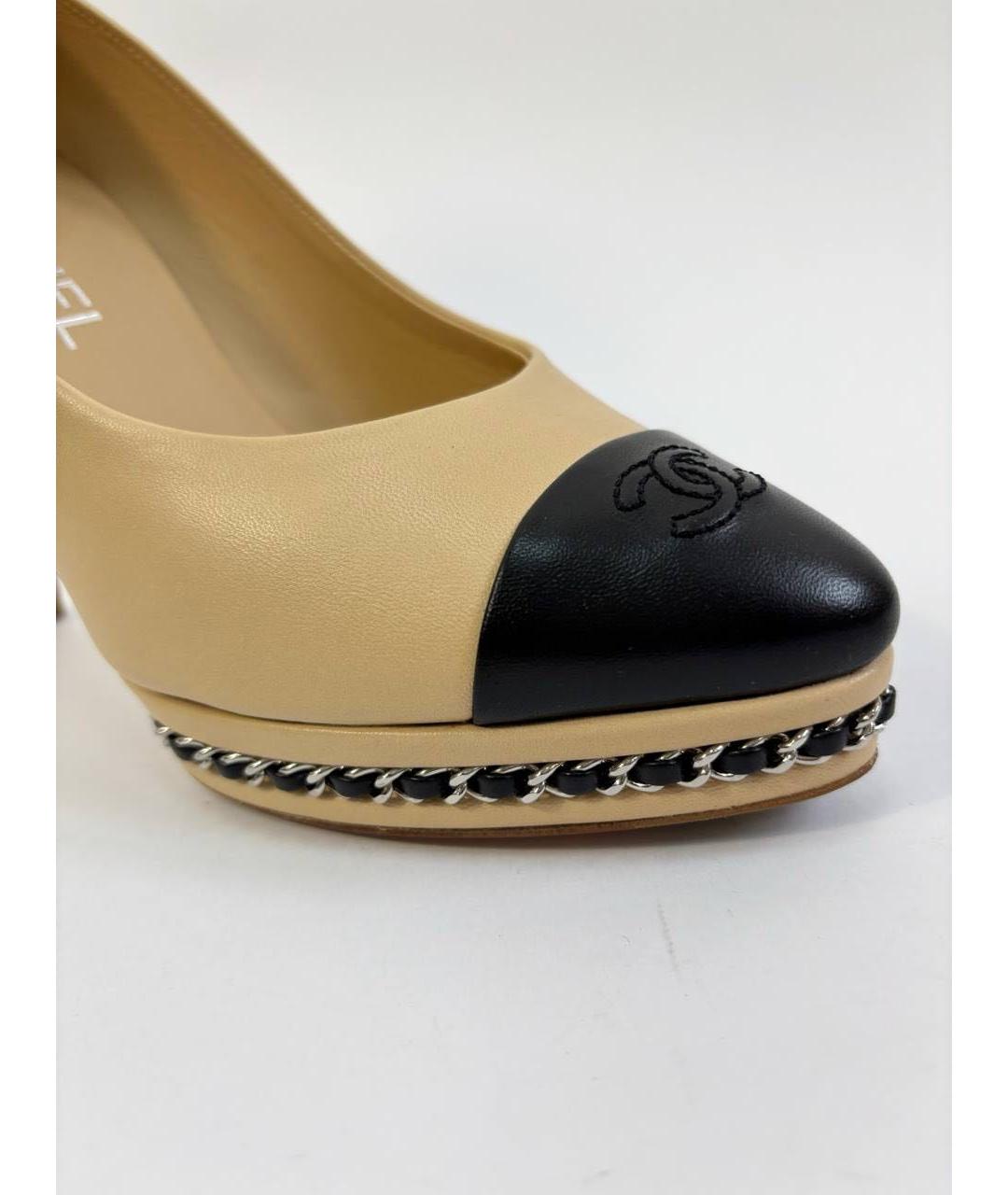 CHANEL Бежевые кожаные туфли, фото 8