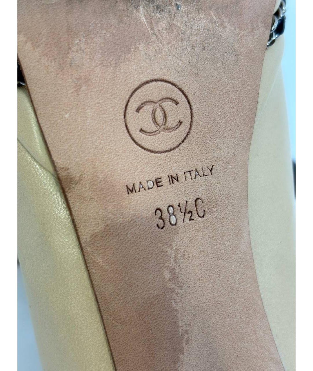 CHANEL Бежевые кожаные туфли, фото 7