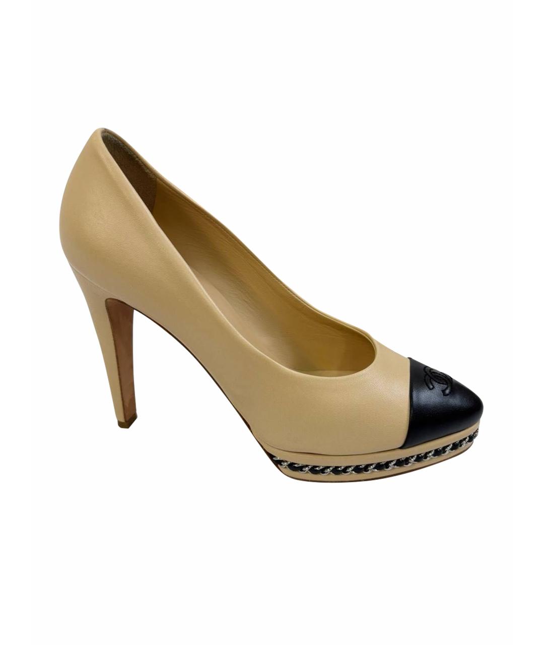 CHANEL Бежевые кожаные туфли, фото 1