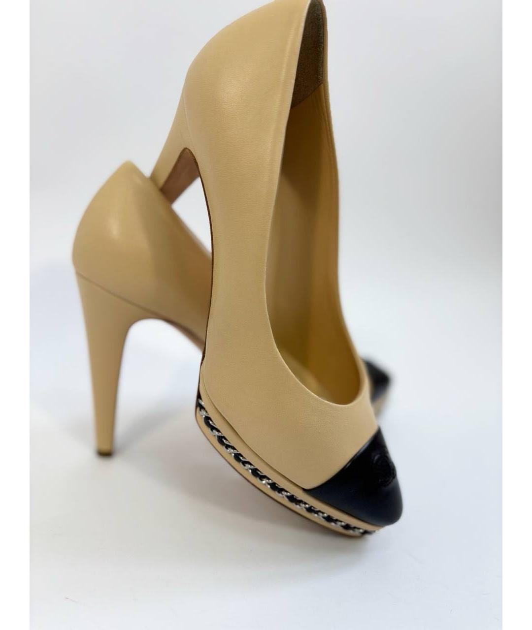 CHANEL Бежевые кожаные туфли, фото 6