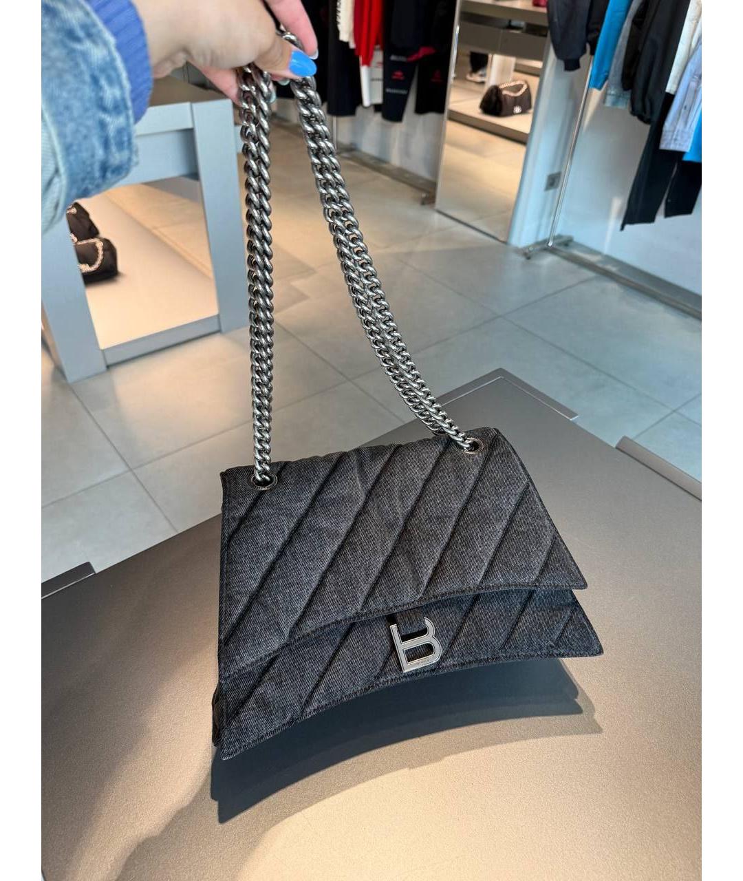 BALENCIAGA Черная деним сумка через плечо, фото 5